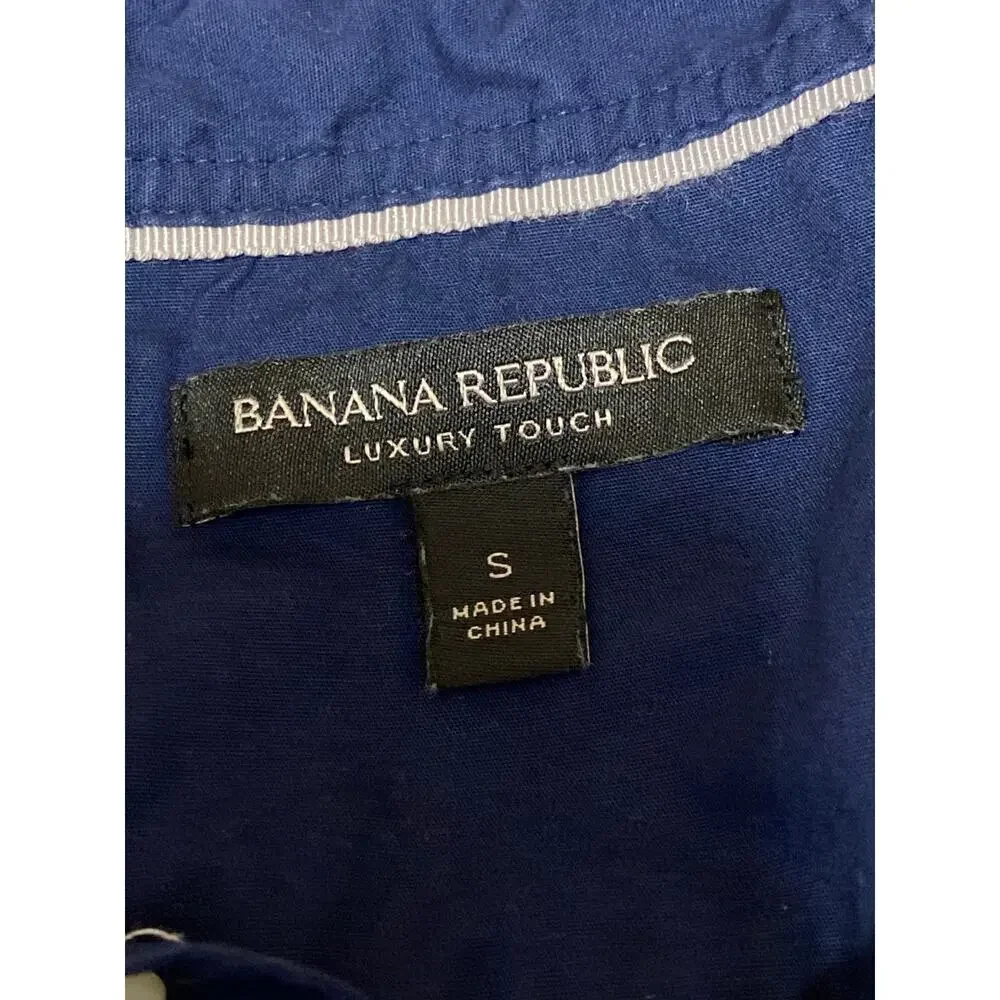 Banana Republic Men's Blue Floral Short Sleeve Golf Cotton Polo Shirt Top Size S